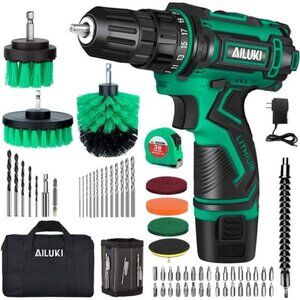 Cordless Drill Driver Kit,67Pcs 12V Drill Set Lithium-Ion Battery,Magnetic